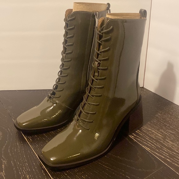 Sam Edeleman Westie Army Green Leather Boot - Picture 1 of 8